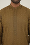 MURAAD - EMBROIDERED TOBACCO KURTA