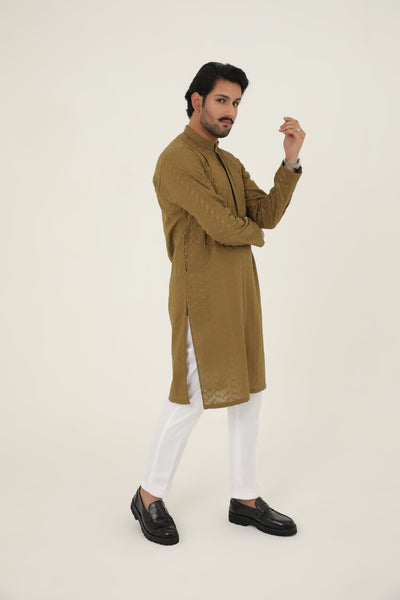 MURAAD - EMBROIDERED TOBACCO KURTA