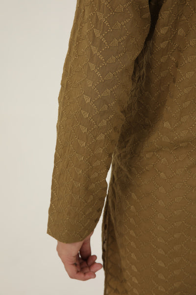 MURAAD - EMBROIDERED TOBACCO KURTA