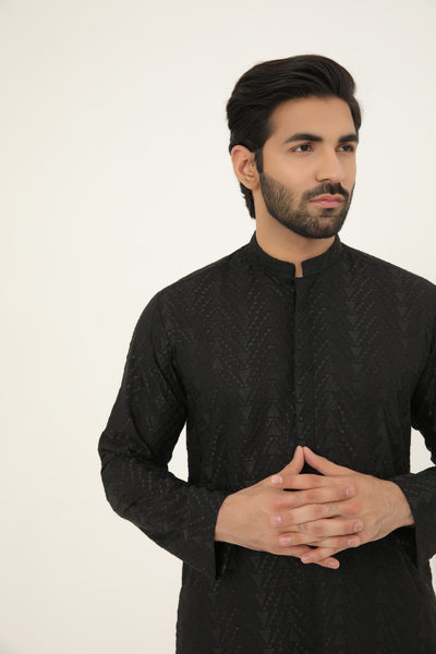 MURAAD - EMBROIDERED BLACK KURTA