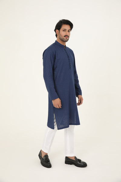 MURAAD - EMBROIDERED NAVY BLUE KURTA