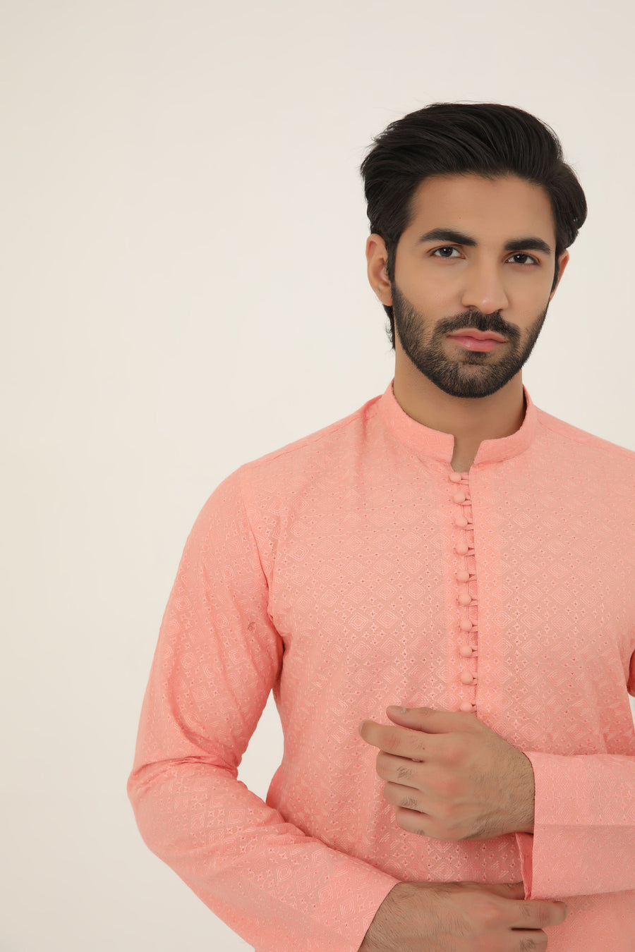 MURAAD - EMBROIDERED PEACH KURTA