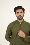 MURAAD - EMBROIDERED OLIVE KURTA