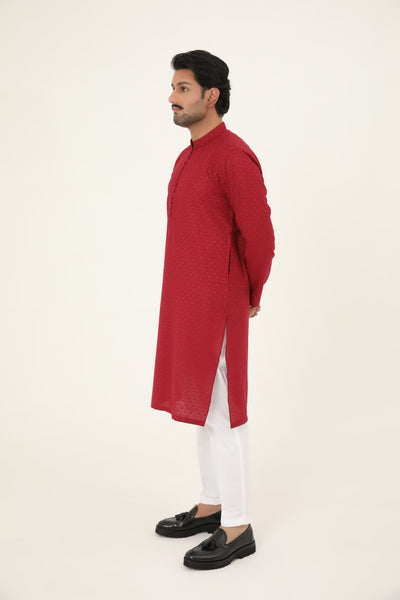 MURAAD - EMBROIDERED MAROON LURTA