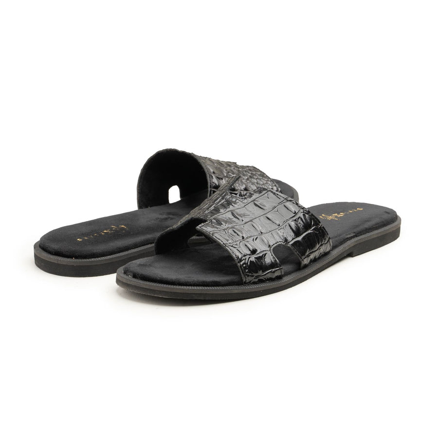 MALGARI- BLACK CROCODILE SLIPPER