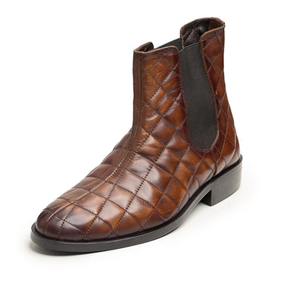 BROWN - QUILTED CHELSEA BOOTS