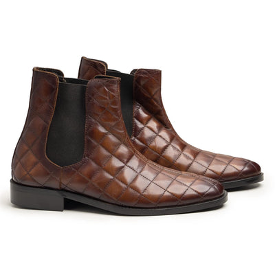 BROWN - QUILTED CHELSEA BOOTS