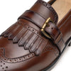 BROWN BROGUE SINGLE MONK LOAFERS