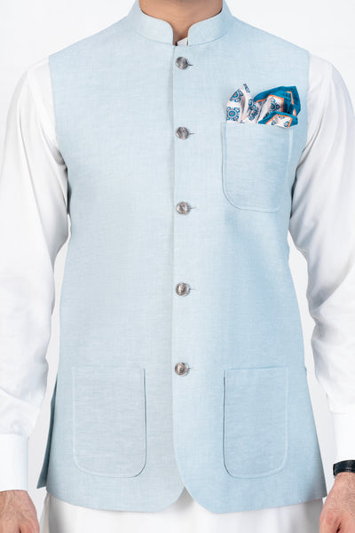 IQTIDAAR - SEA FOAM GREEN WAISTCOAT