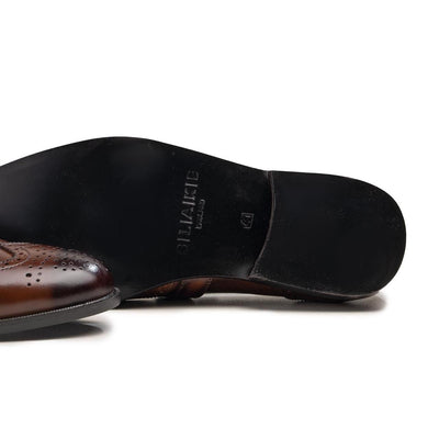 BROWN BROGUE SINGLE MONK LOAFERS