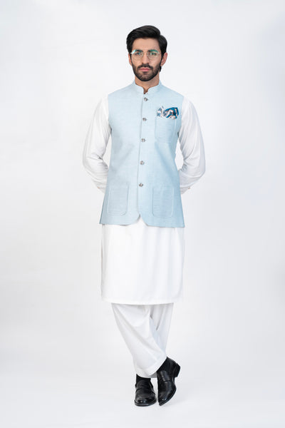 IQTIDAAR - SEA FOAM GREEN WAISTCOAT