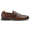 BROWN BROGUE SINGLE MONK LOAFERS