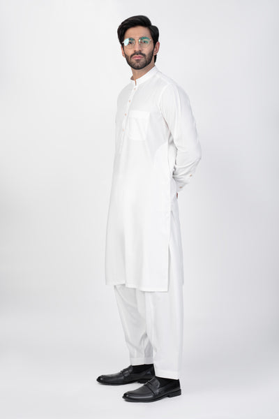 SUMMER SILK - WHITE KAMEEZ SHALWAR