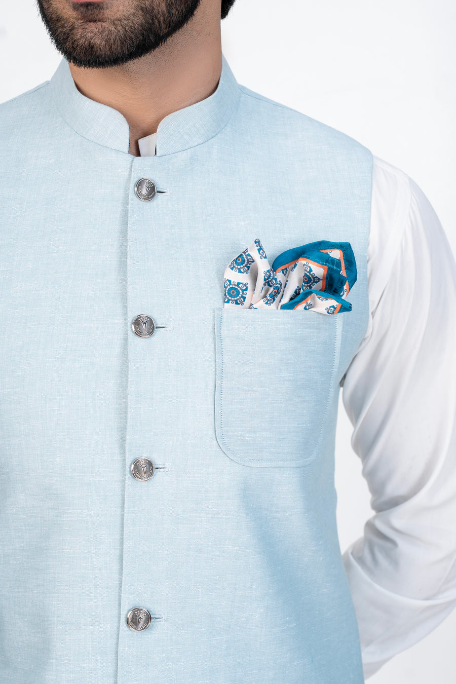 IQTIDAAR - SEA FOAM GREEN WAISTCOAT