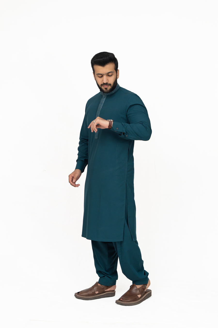 RISING STAR- GREEN KAMEEZ SHALWAR